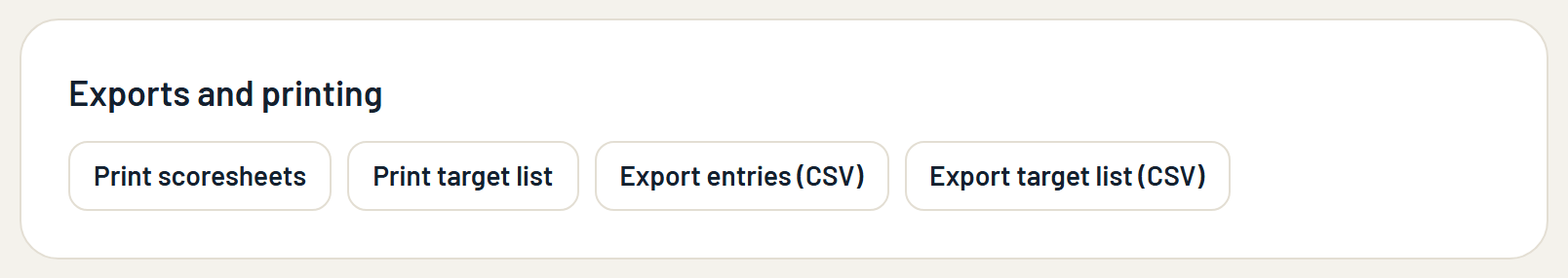 The Exports and printing buttons