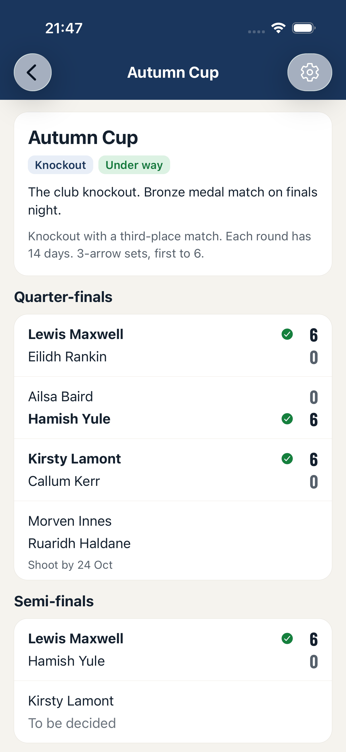 A knockout in the app, round by round