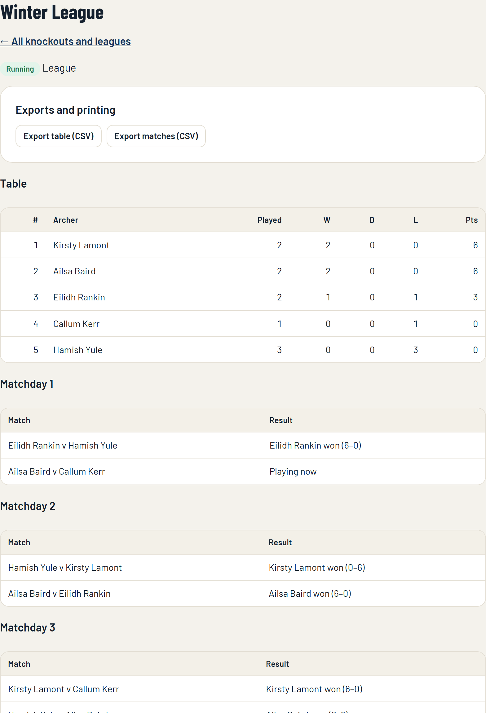 A league under way in the console